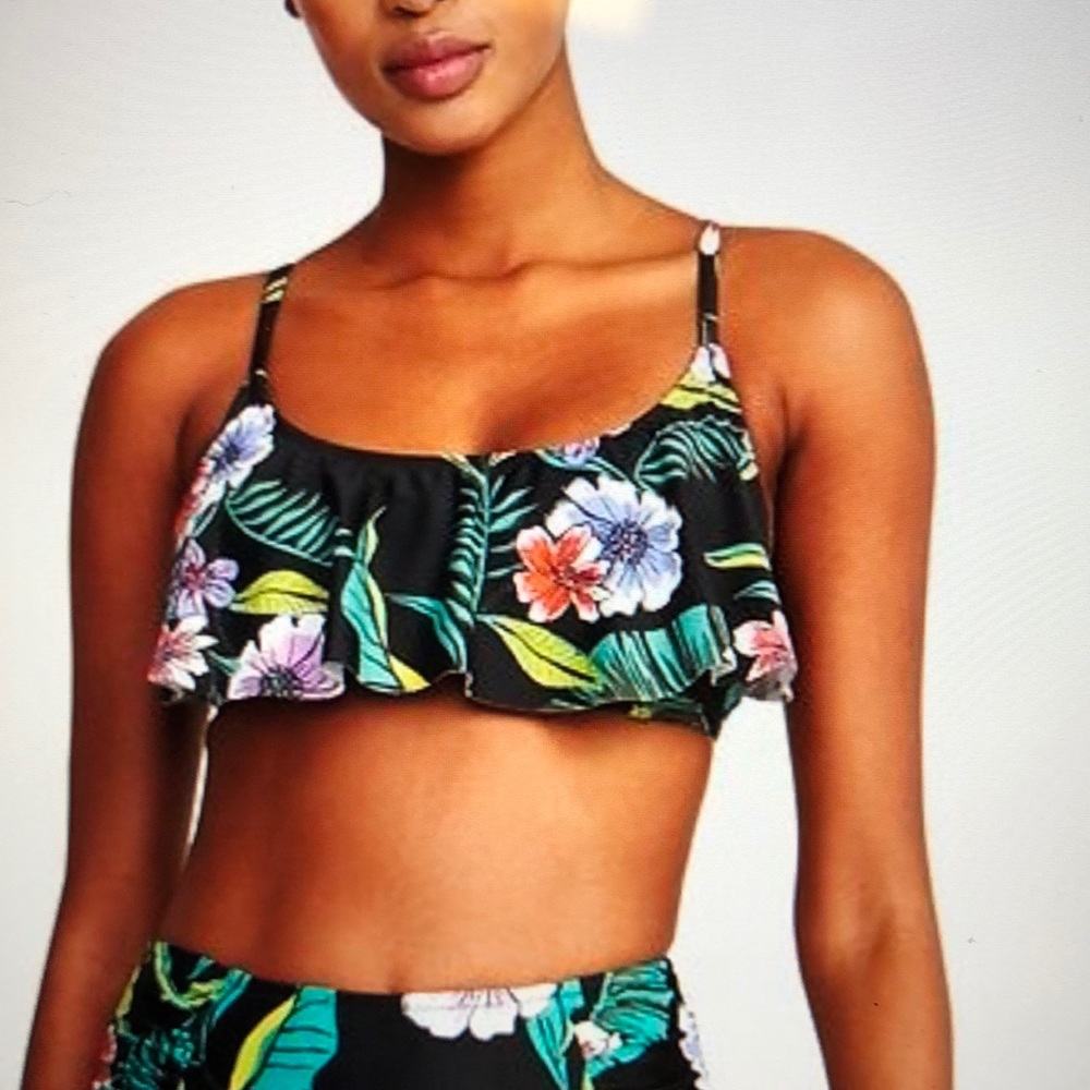Old Navy ruffle trim swim top